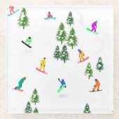Freeride Snowboarder Snowboarding Illustratie Glazen Onderzetter (Voorkant)
