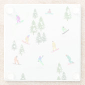 Freeride Snowboarder Snowboarding Illustratie Glazen Onderzetter (Achterkant)