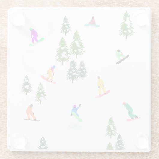 Freeride Snowboarder Snowboarding Illustratie Glazen Onderzetter (Achterkant)