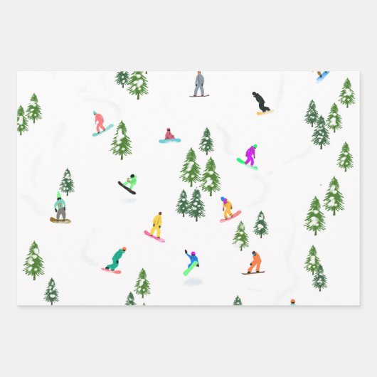 Freeride Snowboarder Snowboarding Illustratie Inpakpapier Vel (Voorkant 3)