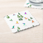 Freeride Snowboarder Snowboarding Illustratie Kartonnen Onderzetters (Gebogen)