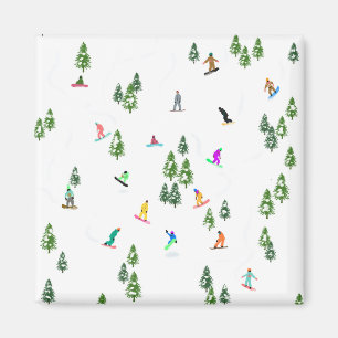 Freeride Snowboarder Snowboarding Illustratie Magneet