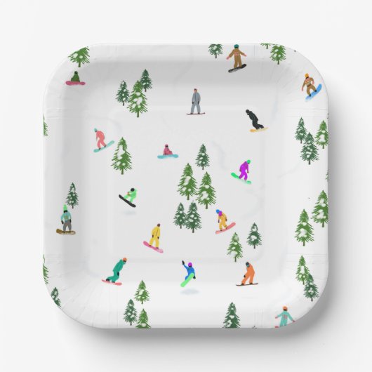 Freeride Snowboarder Snowboarding Illustratie Papieren Bordje (Voorkant)