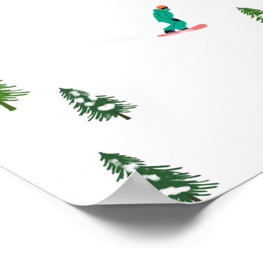 Freeride Snowboarder Snowboarding Illustratie Poster (Hoek)