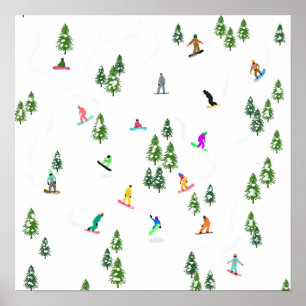 Freeride Snowboarder Snowboarding Illustratie Poster