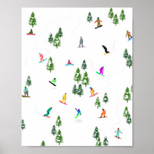 Freeride Snowboarder Snowboarding Illustratie Poster
