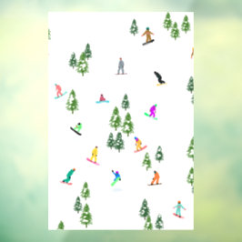 Freeride Snowboarder Snowboarding Illustratie Raamsticker