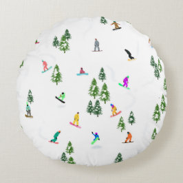 Freeride Snowboarder Snowboarding Illustratie Rond Kussen