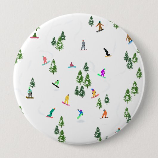Freeride Snowboarder Snowboarding Illustratie Ronde Button 4,0 Cm (Voorkant)