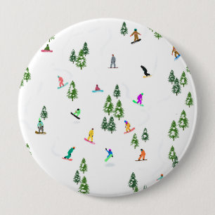 Freeride Snowboarder Snowboarding Illustratie Ronde Button 4,0 Cm