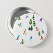 Freeride Snowboarder Snowboarding Illustratie Ronde Button 7,6 Cm (Voorkant /achterkant)