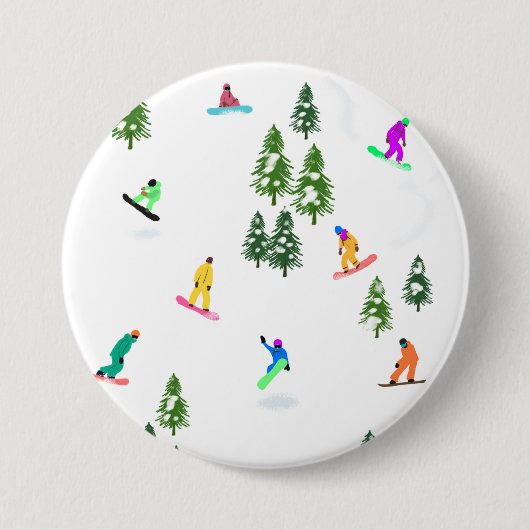 Freeride Snowboarder Snowboarding Illustratie Ronde Button 7,6 Cm (Voorkant)
