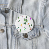 Freeride Snowboarder Snowboarding Illustratie Ronde Button 7,6 Cm (In situ)