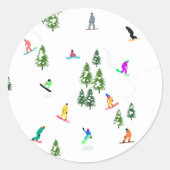 Freeride Snowboarder Snowboarding Illustratie Ronde Sticker (Voorkant)