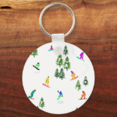 Freeride Snowboarder Snowboarding Illustratie Sleutelhanger (Voorkant)