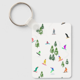Freeride Snowboarder Snowboarding Illustratie Sleutelhanger