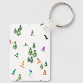 Freeride Snowboarder Snowboarding Illustratie Sleutelhanger (Achterkant)