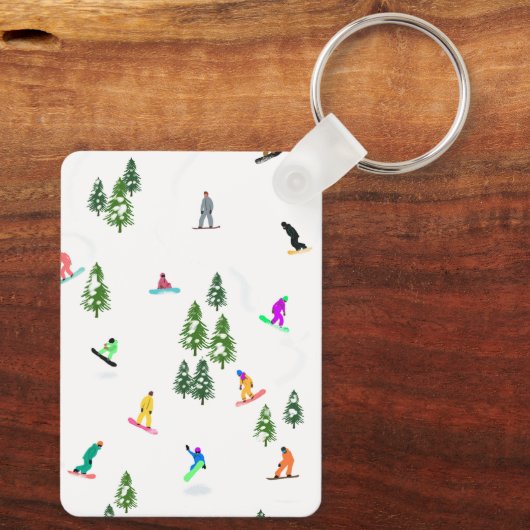 Freeride Snowboarder Snowboarding Illustratie Sleutelhanger (Achterkant)