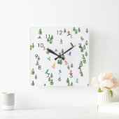 Freeride Snowboarder Snowboarding Illustratie Vierkante Klok (Huis)