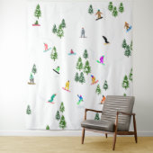 Freeride Snowboarder Snowboarding Illustratie Wandkleed (In situ)