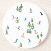 Freeride Snowboarder Snowboarding Illustratie Zandsteen Onderzetter (Voorkant)