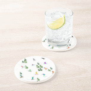 Freeride Snowboarder Snowboarding Illustratie Zandsteen Onderzetter