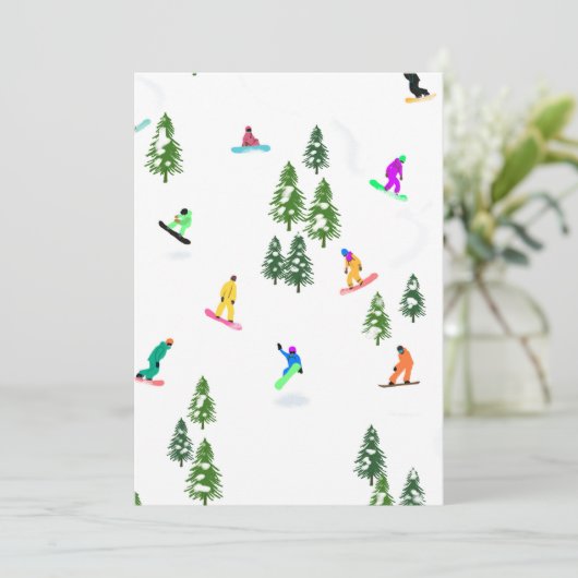 Freeride Snowboarders Snowboarding Xmas Kaart (Staand voorkant)