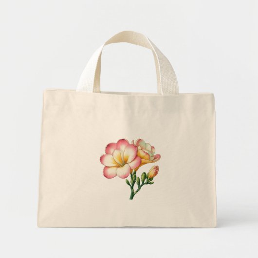Freesia bloem ontwerp mini tote bag (Voorkant)