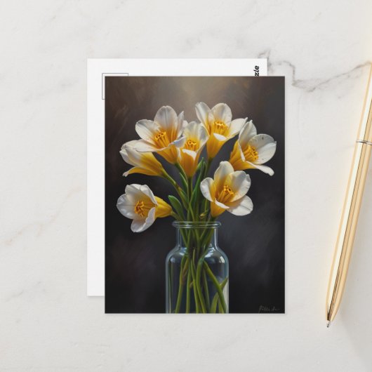Freesia Bloemen Briefkaart (Voorkant / Achterkant in situ)