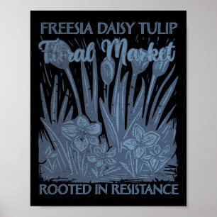 Freesia daisy tulp geworteld in weerstand subtiel poster