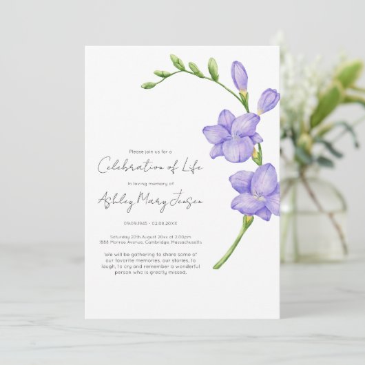 Freesia-herdenkingsdienst Kaart (Staand voorkant)