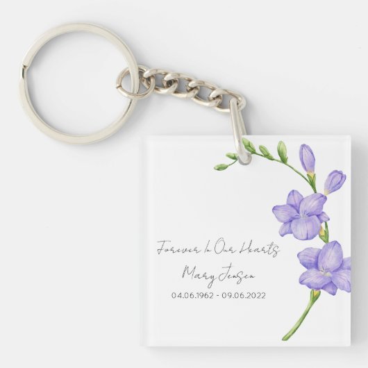 Freesia-herinnerings-dodenfoto-sleutelhanger Sleutelhanger (Voorkant)