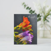 Freesia op een donkere achtergrond. Met medeleven Briefkaart (Staand voorkant)