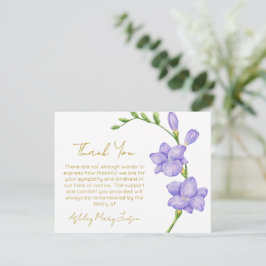 Freesia rouwkaart dank je wel bedankkaart