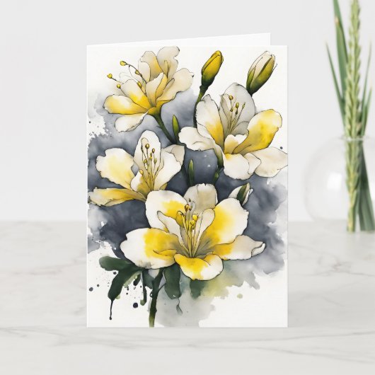 Freesia - Watercolor bloemen Kaart (Voorkant)