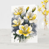 Freesia - Watercolor bloemen Kaart (Gele Bloem)