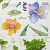 Freesia Waterverf Kleurrijke Gepersonaliseerde Pat Theedoek (Gevouwen)