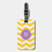 Freesia & White Chevron Monogram Bagagelabel (Voorkant verticaal)