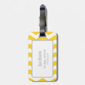 Freesia & White Chevron Monogram Bagagelabel (Achterkant verticaal)