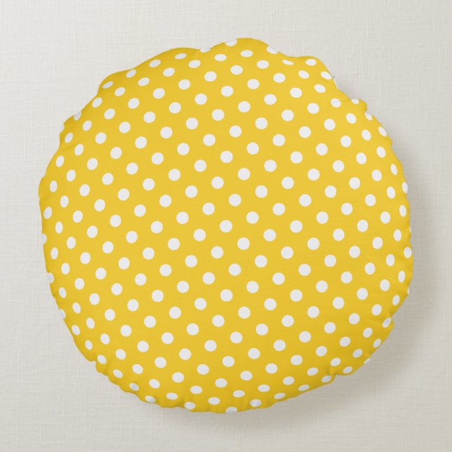 Freesia & White Polka Dot Round-Kussens Rond Kussen (Achterkant)