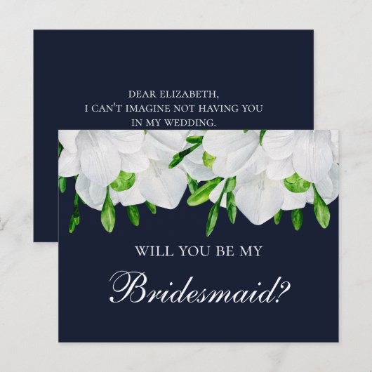 Freesia wil je mijn bruidsmeisje zijn. Bloemenvloo Briefkaart (Voorkant / Achterkant)