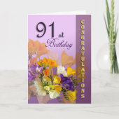 Freesias 91st Birthday Gefeliciteerd Kaart (Voorkant)