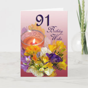 Freesias 91st Birthday Wishes Wenskaart Kaart