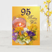 Freesias 95th Birthday Wishes Wenskaart Kaart (Gele Bloem)