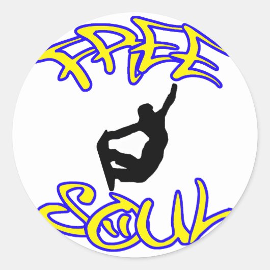 Freesoul snowboarder ronde sticker (Voorkant)