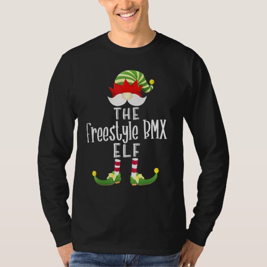 Freestyle Bmx Elf-groep Kerstmis Pajama T-shirt (Voorkant)