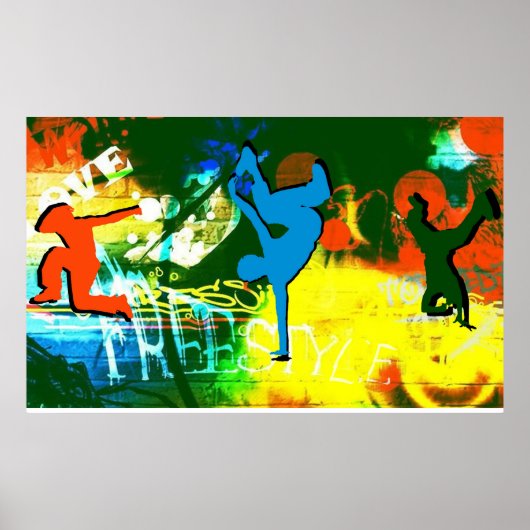 Freestyle Break Dance Graffiti Poster Hip Hop (Voorkant)