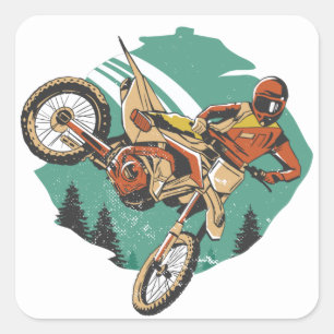 Freestyle Motorcycle Stunts FMX Vierkante Sticker