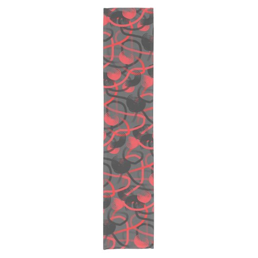Freestyle Red Black Grey Brushstrokes Patroon Korte Tafelloper (Voorkant)