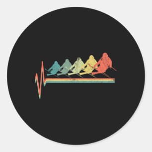 Freestyle Skiën Skiër Hartslag Retro Funny G Ronde Sticker